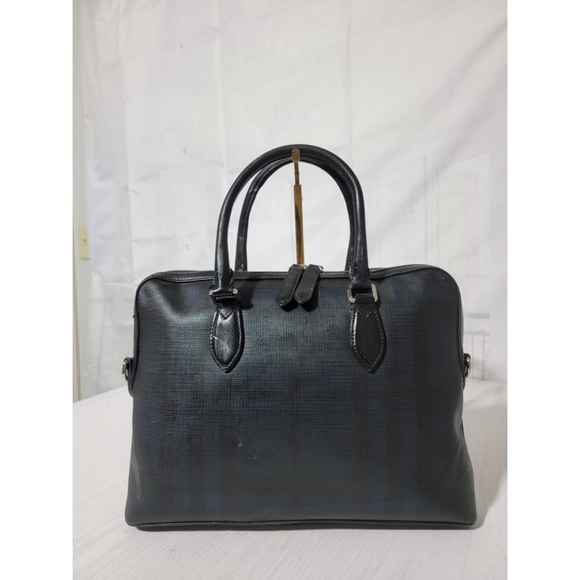 Authentic BURBERRY Hambleton London Check Briefcase Messenger Bag Blue - Picture 5 of 13